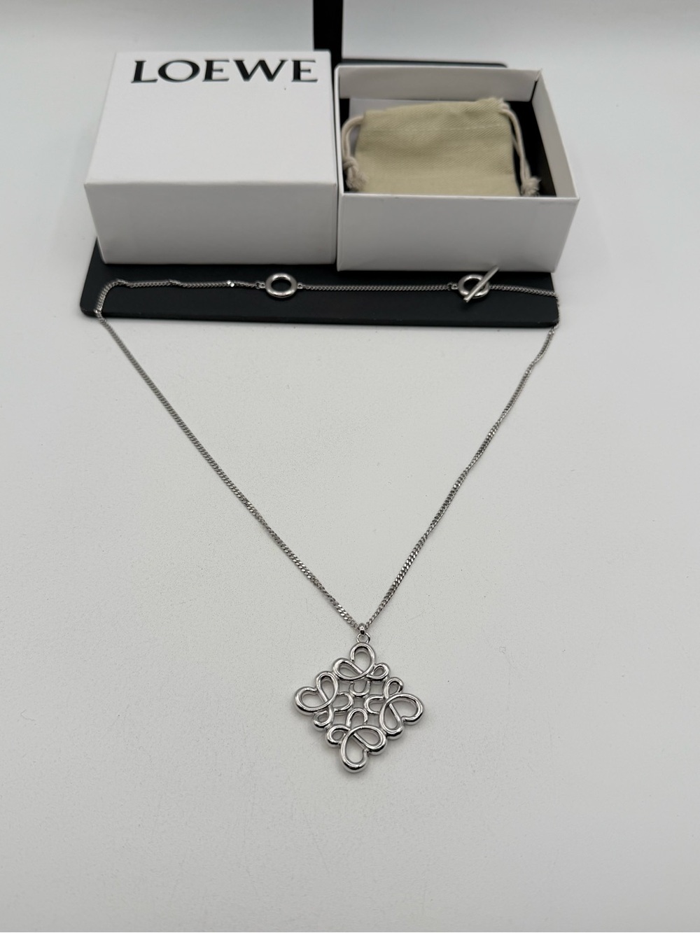 Loewe Silver Anagram Necklace